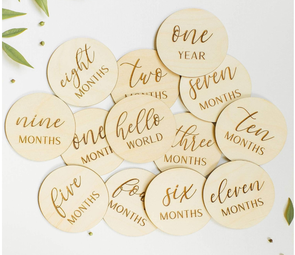 Baby Monthly Milestone Handcrafted Wooden Cards