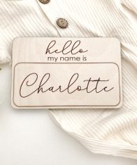 Hello My Name Is Wooden Baby Name Sign
