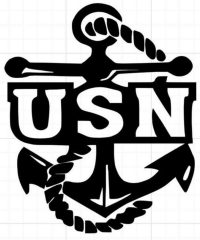 USN Navy anchor die cut vinyl decal, black