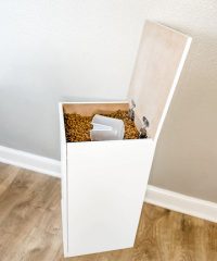 Wooden Pet Food Storage Container in White