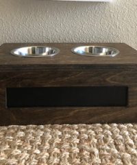 Two Bowl Small Size Elevated Pet Feeder in Dark Brown 4 inch high