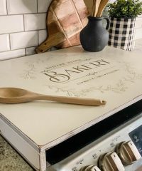 Minimalist Design White Stove Cover Noodle Board Open Box Style