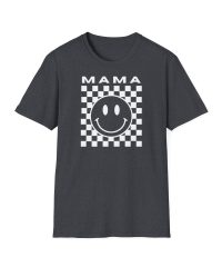 Adult MAMA Smiley Face White Design Unisex Softstyle T-Shirt