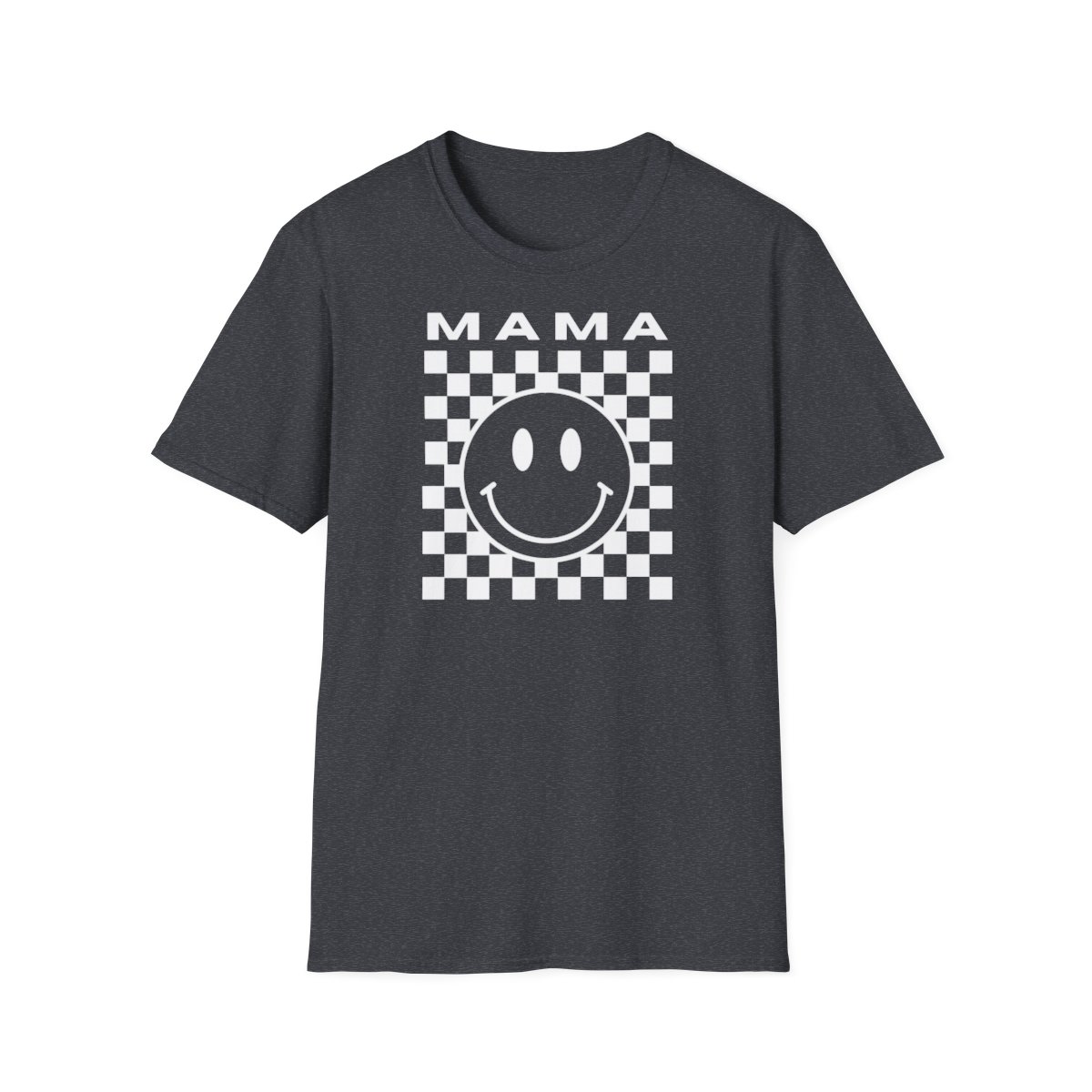Adult MAMA Smiley Face White Design Unisex Softstyle T-Shirt