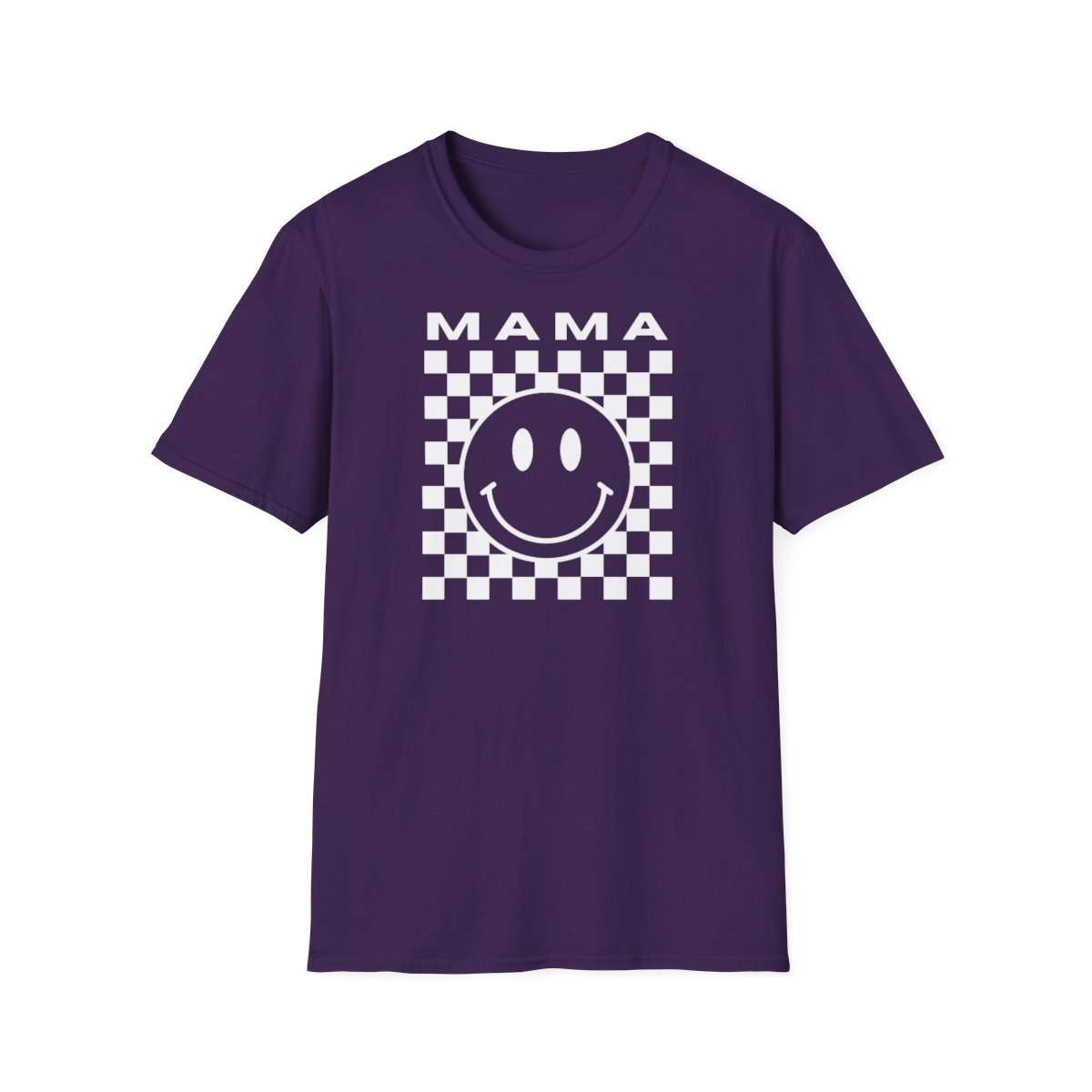 Adult MAMA Smiley Face White Design Unisex Softstyle T-Shirt - Image 145